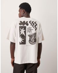 SELECTED - T-shirt oversize épais avec imprimé artistique au dos - cassé - Lyst
