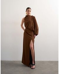 TOPSHOP - One Sleeve Drape Maxi Dress - Lyst