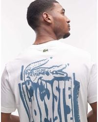 Lacoste - Camiseta Blanca Holgada Con Estampado Gráfico En El Pecho Y La Espalda De - Lyst