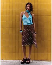 Bershka - Asymmetric Polka Dot Midi Skirt - Lyst