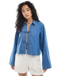 ONLY - Tie Front Denim Shacket - Lyst