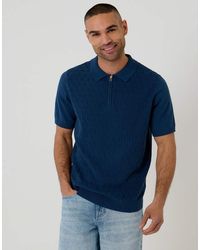 Threadbare - Diamond Cable Knit Quarter Zip Polo - Lyst