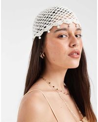 Gina Tricot - Crochet Beanie With Faux Pearl Trim - Lyst