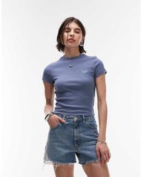 Tommy Hilfiger - Camiseta Azul Jaspeado Con Logo De Texto En El Pecho De - Lyst