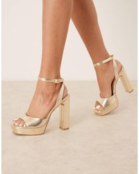 ASOS - Wide Fit Naples Platform Barely There Block Heeled Sandals - Lyst