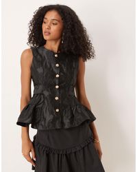 Sister Jane - Dream Jacquard Peplum Top With Bow Back - Lyst