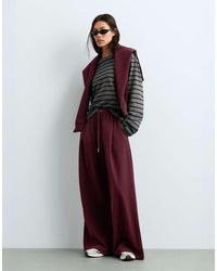 Oysho - Wide Leg Piqué Cotton Trousers - Lyst