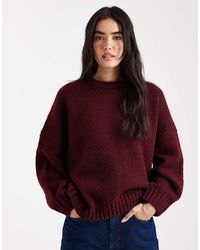 ASOS - Jersey Extragrande Con Cuello Redondo Y Bajo Redondeado De -Rojo - Lyst