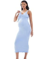 Mama.licious - Mamalicious Maternity Textured Support Tank Midi Dress With Lettuce Edge - Lyst