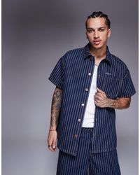 Liquor N Poker - Oversized Krijtstreep Denim Overhemd - Lyst