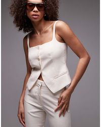 Mango - Linen Look Square Neck Waistcoat Co-ord - Lyst