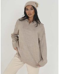 Brave Soul - Oversized 1/2 Zip Knitted Jumper - Lyst