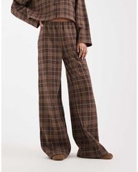 Miss Selfridge - Check Soft Rib Wide Leg Trouser - Lyst