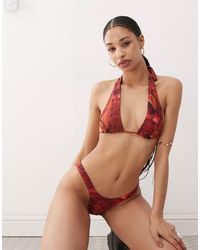 Motel - Cerry Hibiscus Print Bikini Top - Lyst