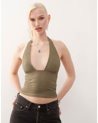 Motel - Cosimo Textured Halter Top - Lyst