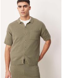 ASOS - Relaxed Fit Midweight Knitted Cotton Button Through Polo - Lyst