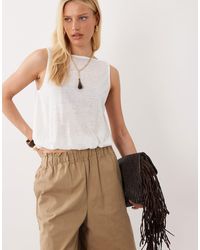 ASOS - Sheer Slub Bubble Hem Top With Back Drape Detail - Lyst