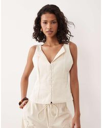 ASOS - Denim Embroidered Top - Lyst