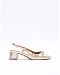 River Island - Chain Sling Back Heeled Court Shoes - Lyst