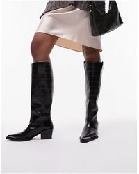 TOPSHOP - Rio Leather Western Style Knee High Boot - Lyst