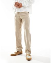 ASOS - Pantalon droit habillé aspect laine à chevrons - taupe - Lyst