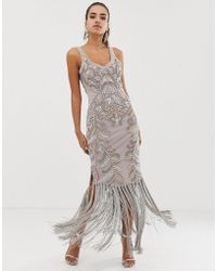 Starry Eyed Cami Embellished Maxi Dress With Tassel Detail - Metallic