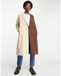 Pimkie Contrast Splice Belted Trench Coat - Brown