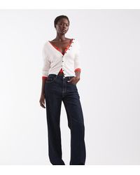 Vero Moda - Allison Mid Rise Straight Leg Seam Detail Jeans With Fold Up - Lyst