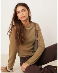 ASOS - Jersey Color Moca Con Cuello Redondo De Punto Suelto De -Marrón - Lyst