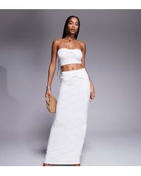 Kaiia - Exclusive Double Layered Slinky Lace Knot Detail Maxi Skirt Co-Ord - Lyst