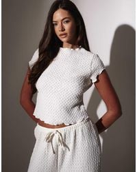 South Beach - Frill Textured Cap Sleeve T-Shirt - Lyst