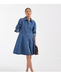 Vero Moda - Button Up Seam Detailing Denim Mini Dress - Lyst