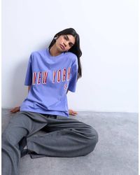TOPSHOP - T-Shirt Oversize Con Grafica "New York" - Lyst