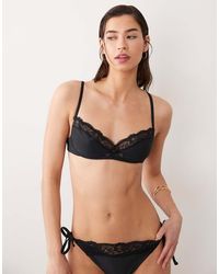 Miss Selfridge - Lace Trim Micro Bralette Bikini Top - Lyst