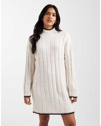 ONLY - Contrast Stitch Knitted Mini Dress - Lyst