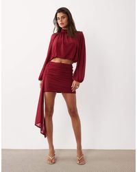 ASOS - Semi Sheer High Neck Long Sleeve Top With Bubble Hem - Lyst
