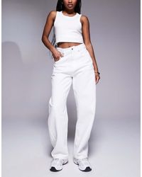 ASOS - Vaqueros Blancos De Talle Alto Y Pernera Barrel De - Lyst