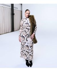 ASOS - Vestido Midi De Manga Larga Con Y Cuello Alto De Malla De Asos Design Curve - Lyst