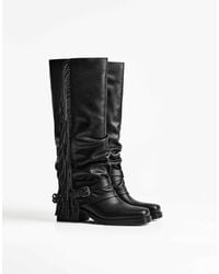Bershka - Bottes plates style guêtres à franges - Lyst