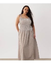 Esmee Curve - Tie Strap Shirred Maxi Beach Dress - Lyst