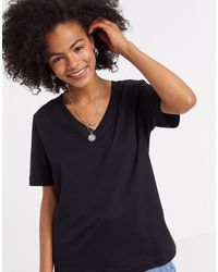 SELECTED - Femme Cotton Short Sleeve V Neck T-shirt - Lyst