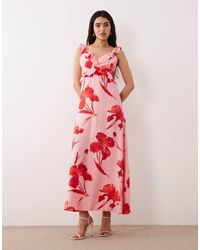 ONLY - Maxi Jurk Met Ruches - Lyst