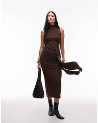 Nia - Victoria High Neck Slinky Midaxi Dress - Lyst