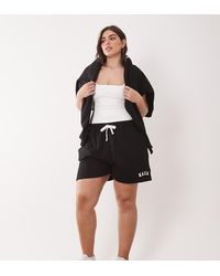 Kaiia - Plus Cotton Rich Embroidered Logo Sweat Shorts Co-ord - Lyst