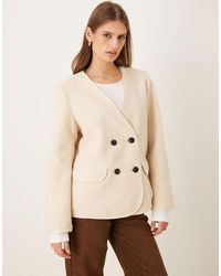 Vila - Teddy Jacket With Button Details - Lyst