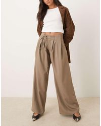 Motel - Rivela Tie Waist Wide Leg Tailored Trousers - Lyst