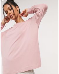 Calvin Klein Top da casa a maniche lungo con scollo ampio rosa cipria