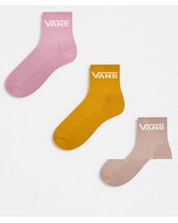 Vans - Pack De 3 Calcetines Deportivos De Tonos Pastel De Media Caña Clásicos De -Rosa - Lyst