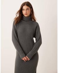 Y.A.S - Ribbed Roll Neck Jumper Midi Dress - Lyst