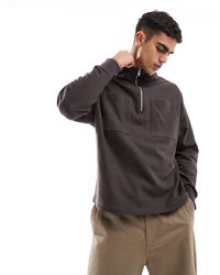 ASOS - Oversized Half Zip Sweatshirt With Pocket - Lyst